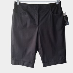 Sag Harbor Size 14 Black Slimming Cuffed Four Pocket Shorts NWT 14in Inseam